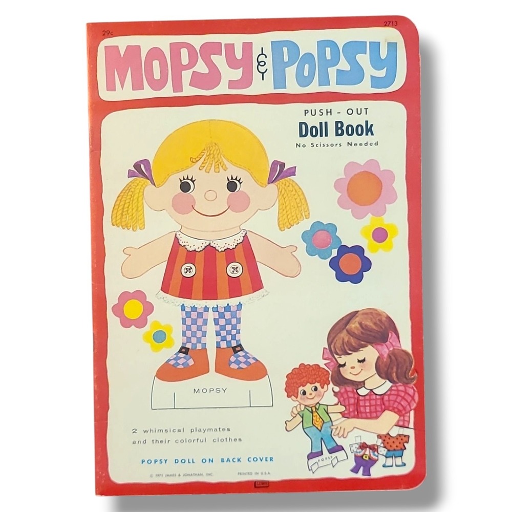 Mopsy &‎ Popsy Push-Out Paper Doll Book 1971 Whitman Uncut No Scissors Needed